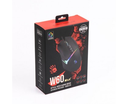 Миша ігрова A4Tech W60 Max Bloody (Stone black), активоване ПЗ Bloody, RGB, 10000 CPI, 50M натискань, чорний Миша ігрова A4Tech W60 Max Bloody (Stone black), активоване ПЗ Bloody, RGB, 10000 CPI, 50M натискань, чорний