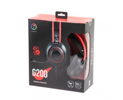 Навушники ігрові Bloody G200 (Black+Red) з мікрофоном, підсвічування 7 кольорів Навушники ігрові Bloody G200 (Black+Red) з мікрофоном, підсвічування 7 кольорів