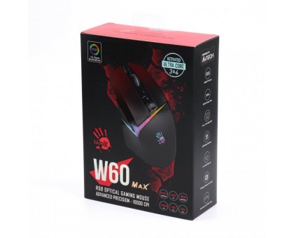 Миша ігрова A4Tech W60 Max Bloody (Gradient Red), RGB, 10000 CPI, 50M натискань, активоване ПЗ Bloody, колір чорний+червоний Миша ігрова A4Tech W60 Max Bloody (Gradient Red), RGB, 10000 CPI, 50M натискань, активоване ПЗ Bloody, колір чорний+червоний