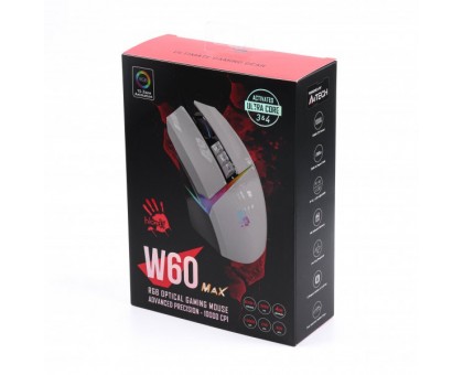 Миша ігрова A4Tech W60 Max Bloody (Panda White), активоване ПЗ Bloody, RGB, 10000 CPI, 50M натискань, колір білий+чорний Миша ігрова A4Tech W60 Max Bloody (Panda White), активоване ПЗ Bloody, RGB, 10000 CPI, 50M натискань, колір білий+чорний