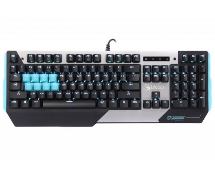 Ігрова клавіатура A4Tech Bloody B865 LIGHT STRIKE, чорна з блакитними та сірими вставками, блакитні перемикачи, підсвічування клавіш, USB Ігрова клавіатура A4Tech Bloody B865 LIGHT STRIKE, чорна з блакитними та сірими вставками, блакитні перемикачи, підсвічування клавіш, USB