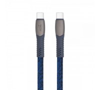 Кабель USB 2.0, PS6105 BL12, Type-C/Type-C, 3А, 60Вт, синій