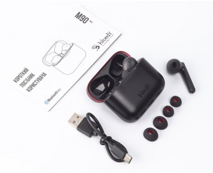 Навушники вакуумні вкладиші Bloody M90 Bloody (Black+Red), бездротові, , бездротова зарядка, колір чорний з червоним Навушники вакуумні вкладиші Bloody M90 Bloody (Black+Red), бездротові, , бездротова зарядка, колір чорний з червоним