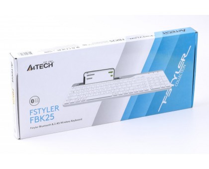 Клавіатура бездротова A4Tech FBK27C AS (White) Fstyler, (BT + 2.4 ГГц), з акумулятором, quiet key, колір білий Клавіатура бездротова A4Tech FBK27C AS (White) Fstyler, (BT + 2.4 ГГц), з акумулятором, quiet key, колір білий