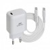 Мережевий ЗП, 1 USB Type-C, PD 20 Вт, кабель Type-C, білий