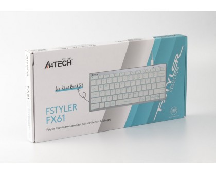 Клавіатура A4Tech FX61 USB (White) Fstyler, білий колір, USB, блакитне підсвічування Клавіатура A4Tech FX61 USB (White) Fstyler, білий колір, USB, блакитне підсвічування