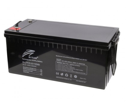 Акумуляторна електрична батарея літієва Ritar R-LFP25.6V100Ah, 24 В 100 Aгод, LiFePo4 Акумуляторна електрична батарея літієва Ritar R-LFP25.6V100Ah, 24 В 100 Aгод, LiFePo4