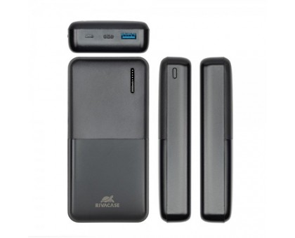 Акумуляторна батарея для зарядки портативних пристроїв RIVACASE RIVAPOWER VA2571 (Black), павербанк, 20000 mA, QC/PD 18 Вт, чорний