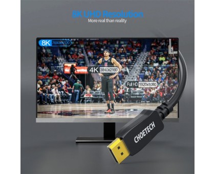 Кабель Choetech XDD01-BK, DisplayPort v1.4 цифровий інтерфейс, 2 м Кабель Choetech XDD01-BK, DisplayPort v1.4 цифровий інтерфейс, 2 м