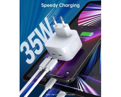 Мережевий зарядний пристрій Choetech Q5008-EU-WH, 2 USB-С Мережевий зарядний пристрій Choetech Q5008-EU-WH, 2 USB-С