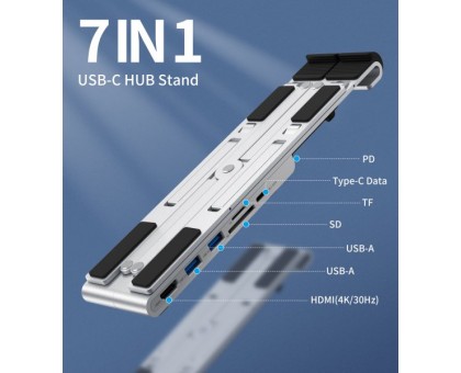 Адаптер Choetech HUB-M43-SL, USB Type-C 7-в-1 Адаптер Choetech HUB-M43-SL, USB Type-C 7-в-1