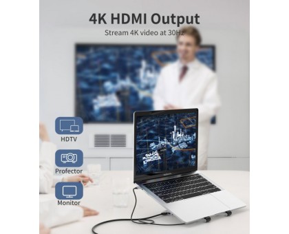 Адаптер Choetech HUB-M43-SL, USB Type-C 7-в-1 Адаптер Choetech HUB-M43-SL, USB Type-C 7-в-1