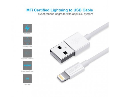 Кабель Choetech IP0026-WH, USB 2.0 А-тато/Lightning, 1.2 м. Кабель Choetech IP0026-WH, USB 2.0 А-тато/Lightning, 1.2 м.