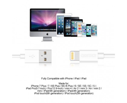Кабель Choetech IP0027-WH, USB 2.0 А-тато/Lightning, 1.8 м. Кабель Choetech IP0027-WH, USB 2.0 А-тато/Lightning, 1.8 м.