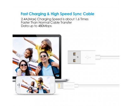 Кабель Choetech IP0027-WH, USB 2.0 А-тато/Lightning, 1.8 м. Кабель Choetech IP0027-WH, USB 2.0 А-тато/Lightning, 1.8 м.