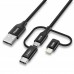 Кабель Choetech IP0030-BK, USB 2.0 AM-папа/Lightning/Micro/Type-C USB, 1.2 м.