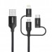 Кабель Choetech IP0030-BK, USB 2.0 AM-папа/Lightning/Micro/Type-C USB, 1.2 м.