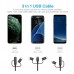 Кабель Choetech IP0030-BK, USB 2.0 AM-папа/Lightning/Micro/Type-C USB, 1.2 м.