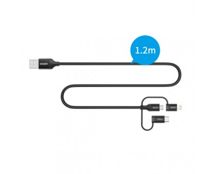 Кабель Choetech IP0030-BK, USB 2.0 AM-папа/Lightning/Micro/Type-C USB, 1.2 м. Кабель Choetech IP0030-BK, USB 2.0 AM-папа/Lightning/Micro/Type-C USB, 1.2 м.