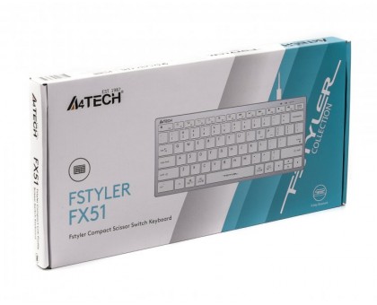 Клавіатура A4Tech FX51 USB (White) Fstyler дротова з ножичним перемикачем, USB, білий колір Клавіатура A4Tech FX51 USB (White) Fstyler дротова з ножичним перемикачем, USB, білий колір