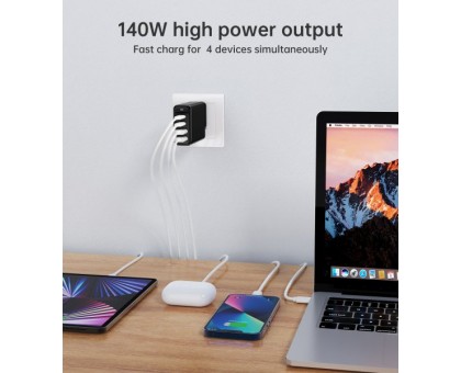 Мережевий зарядний пристрій Choetech PD6005-EU-BK ,2 USB-A / 2 USB-С