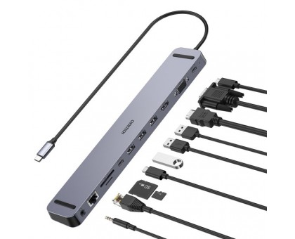 Адаптер Choetech HUB-M20-GY, USB Type-C 11-в-1