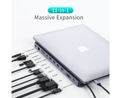 Адаптер Choetech HUB-M20-GY, USB Type-C 11-в-1