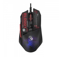Миша ігрова W60 Max Mini Bloody,чорна, активоване ПЗ, RGB, 12000 CPI, 30M натискань, чорна