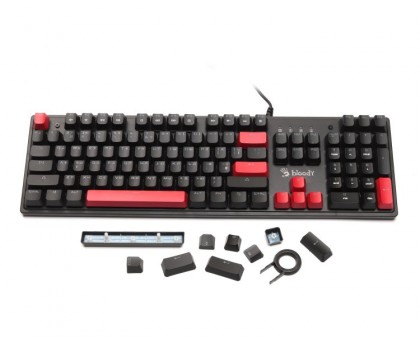 Механічна клавіатура A4Tech Bloody S510R (Fire Black), червоні світчі, чорна, RGB підсвічування клавіш, USB Механічна клавіатура A4Tech Bloody S510R (Fire Black), червоні світчі, чорна, RGB підсвічування клавіш, USB