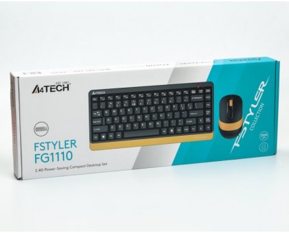 Комплект клавіатура+мишка A4Tech FG1110 (Bumblebee) Fstyler, бездротовий, чорно-жовтий колір
