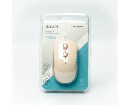 Миша A4Tech FM26S (Cafe Latte) Fstyler, біле підсвічування, USB, 1600 dpi, USB, колір бежевий Миша A4Tech FM26S (Cafe Latte) Fstyler, біле підсвічування, USB, 1600 dpi, USB, колір бежевий