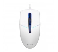 Миша A4Tech N-530S (White) дротова безшумна USB, синє підсвічування, 1200 dpi, колір білий