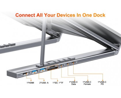Адаптер Choetech HUB-M48-GY, USB Type-C 7-в-1