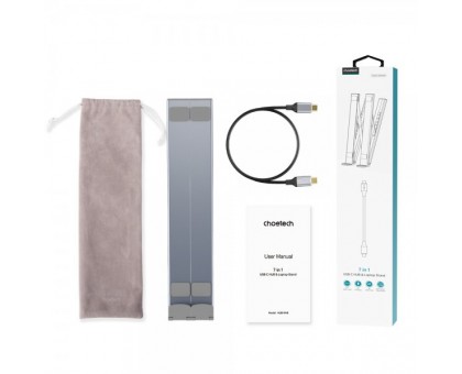 Адаптер Choetech HUB-M48-GY, USB Type-C 7-в-1