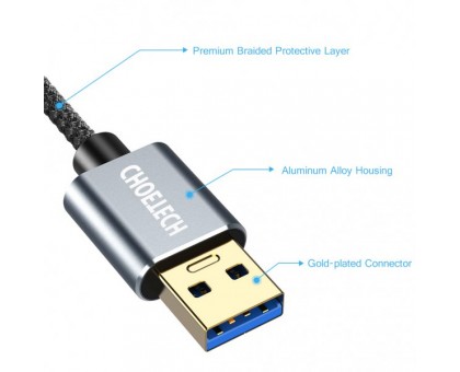 Подовжувач Choetech XAA001-BK, преміум якість USB 3.0 A-тато/A-мама, 2 м. Подовжувач Choetech XAA001-BK, преміум якість USB 3.0 A-тато/A-мама, 2 м.