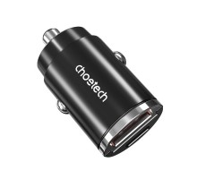 Автомобільний зарядний пристрій Choetech TC0006-V2-BK, 2 порти, USB-A/USB-C, 30Вт, QC3.0/PD, чорний