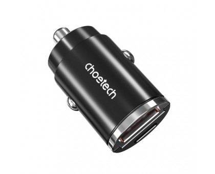 Автомобільний зарядний пристрій Choetech TC0006-V2-BK, 2 порти, USB-A/USB-C, 30Вт, QC3.0/PD, чорний Автомобільний зарядний пристрій Choetech TC0006-V2-BK, 2 порти, USB-A/USB-C, 30Вт, QC3.0/PD, чорний