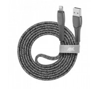 Кабель Rivacase PS6108 GR12, Lighting/USB-A, тканинне обплетення, 1.2 м, 3 А, 60 Вт, сірий