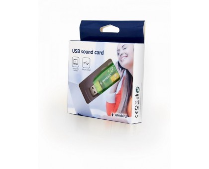Адаптер Gembird SC-USB-01, USB2.0 to Audio, зеленого кольору, блістер Адаптер Gembird SC-USB-01, USB2.0 to Audio, зеленого кольору, блістер