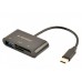 Кардридер Type-C Gembird UHB-CR3-02, вихід - USB 2.0, SD+Micro-SD, пластик, чорний