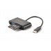 Кардридер Type-C Gembird UHB-CR3-02, вихід - USB 2.0, SD+Micro-SD, пластик, чорний
