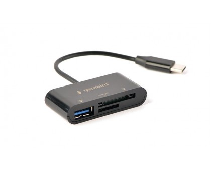 Кардридер Type-C Gembird UHB-CR3-02, вихід - USB 2.0, SD+Micro-SD, пластик, чорний Кардридер Type-C Gembird UHB-CR3-02, вихід - USB 2.0, SD+Micro-SD, пластик, чорний