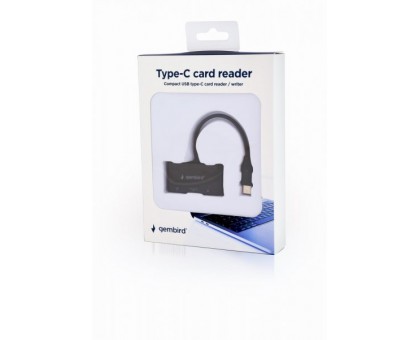 Кардридер Type-C Gembird UHB-CR3-02, вихід - USB 2.0, SD+Micro-SD, пластик, чорний Кардридер Type-C Gembird UHB-CR3-02, вихід - USB 2.0, SD+Micro-SD, пластик, чорний