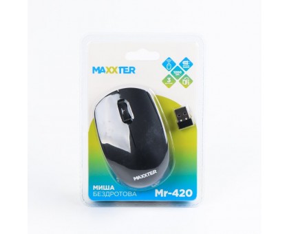 Мишка бездротова Maxxter Mr-420, USB, 1200 dpi, чорнa Мишка бездротова Maxxter Mr-420, USB, 1200 dpi, чорнa