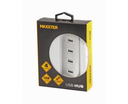Хаб USB 2.0 Type-A HU2A-4P-01 на 4 порти, метал, сріблястий Хаб USB 2.0 Type-A HU2A-4P-01 на 4 порти, метал, сріблястий