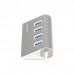 Хаб USB 3.0 Type-С HU3С-4P-01 на 4 порти, метал, сріблястий