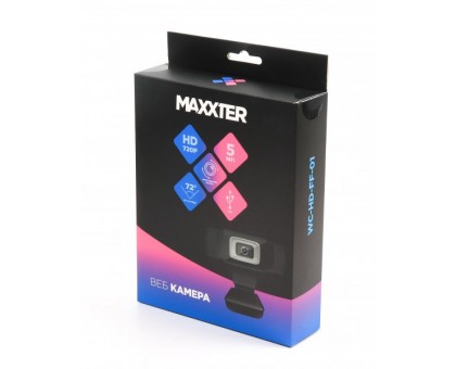 Веб-камера Maxxter WC-HD-FF-01 USB 2.0, HD 1280x720, Fixed-Focus, чорний колір Веб-камера Maxxter WC-HD-FF-01 USB 2.0, HD 1280x720, Fixed-Focus, чорний колір