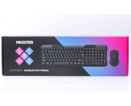 Дротовий комплект Maxxter KMS-CM-02-UA (клавіатура + мишка), мультимедійні клавіші Дротовий комплект Maxxter KMS-CM-02-UA (клавіатура + мишка), мультимедійні клавіші