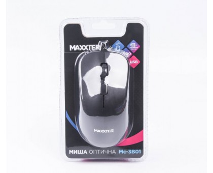 Миша дротова Maxxter Mc-3B01, оптична, 3 кнопки, USB, 1000 dpi, чорнa Миша дротова Maxxter Mc-3B01, оптична, 3 кнопки, USB, 1000 dpi, чорнa