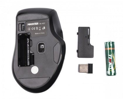 Миша бездротова Maxxter Mr-407, 6 кнопок, оптична, 1600 DPI, USB, чорна Миша бездротова Maxxter Mr-407, 6 кнопок, оптична, 1600 DPI, USB, чорна